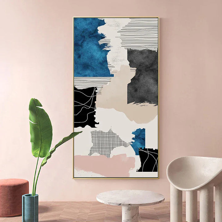 Moderne Abstrakt Blå Grå Rosa Lerretprint Kunstverk Plakat Bilde For Moderne Leilighet Stue Soverom Gang Kunst For Samtidige Interiører | Skanto