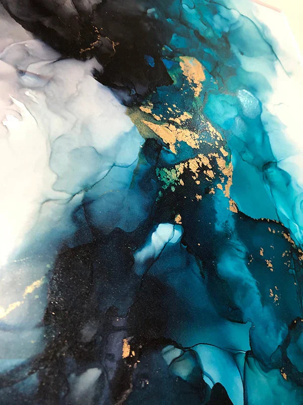 Moderne abstrakt dyp blå Aqua-marmor trykk veggkunst Fine Art lerretstrykk plakatbilder for stue og spisestue kunstdekorasjon | Skanto