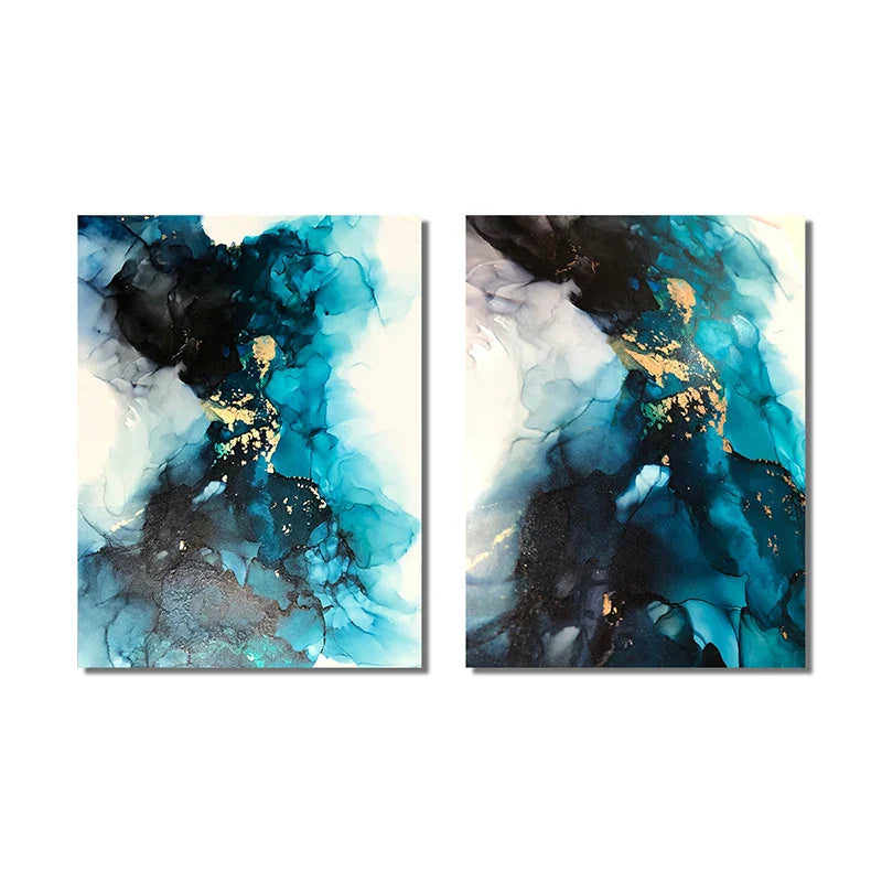 Moderne abstrakt dyp blå Aqua-marmor trykk veggkunst Fine Art lerretstrykk plakatbilder for stue og spisestue kunstdekorasjon | Skanto