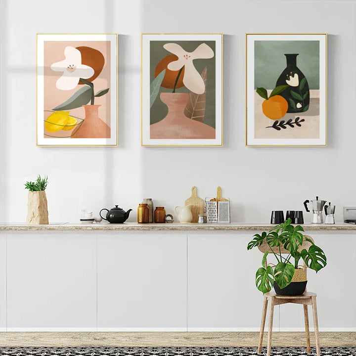 Moderne abstrakt floral vase stilleben veggkunst kunsttrykk fargerike bilder for stue spisestue kjøkkenkunst dekor | Skanto