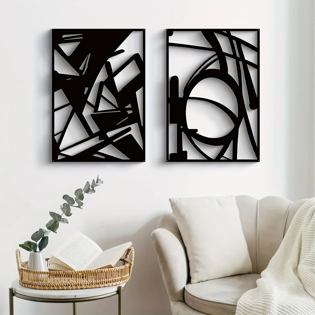 Moderne abstrakt jernkunst veggkunst 3D metallskulptur veggdekorasjon for stue spisestue kreativ moderne nordisk boligkultur | Skanto