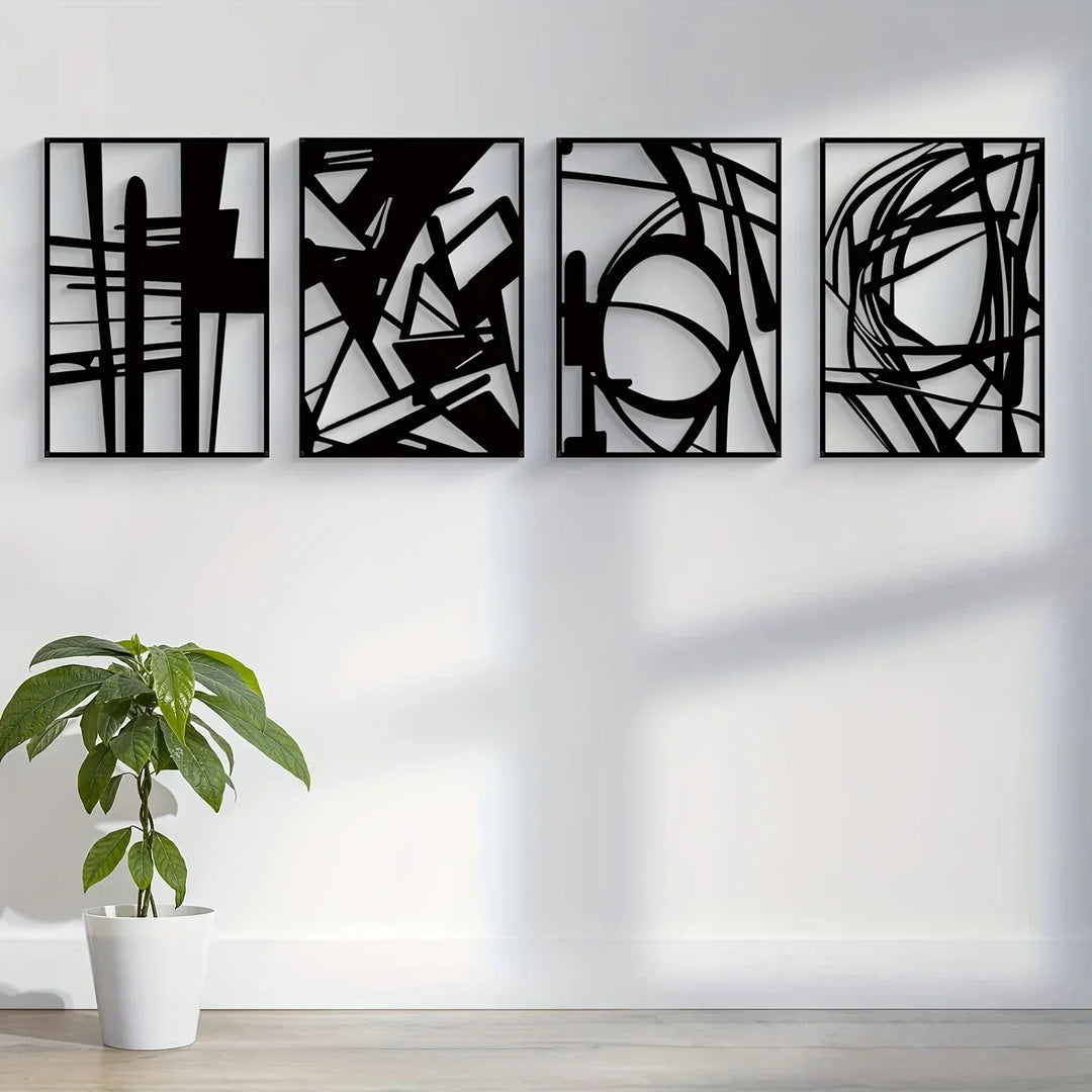 Moderne abstrakt jernkunst veggkunst 3D metallskulptur veggdekorasjon for stue spisestue kreativ moderne nordisk boligkultur | Skanto