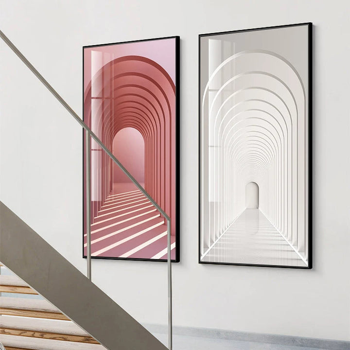 Moderne Abstrakt Minimalistiske Buemotiver Arkitektur Veggkunst Fine Art Lærred Utskrifter Bilder For Inngangshall Foyer Stue Hjemmekontor Dekor | Skanto