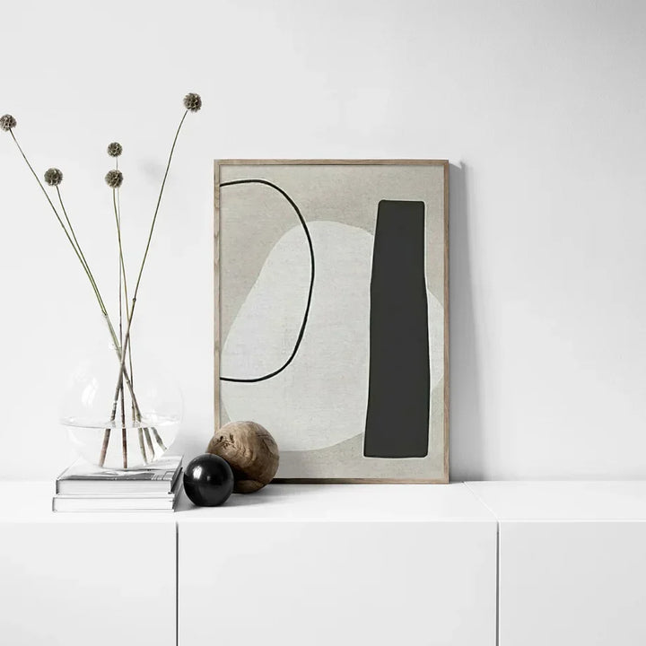 Moderne abstrakte minimalistiske svarte hvite nordiske veggkunst Fine Art lerretsutskrifter bilder for moderne leilighetskunst for tidsmessig interiørdesign | Skanto