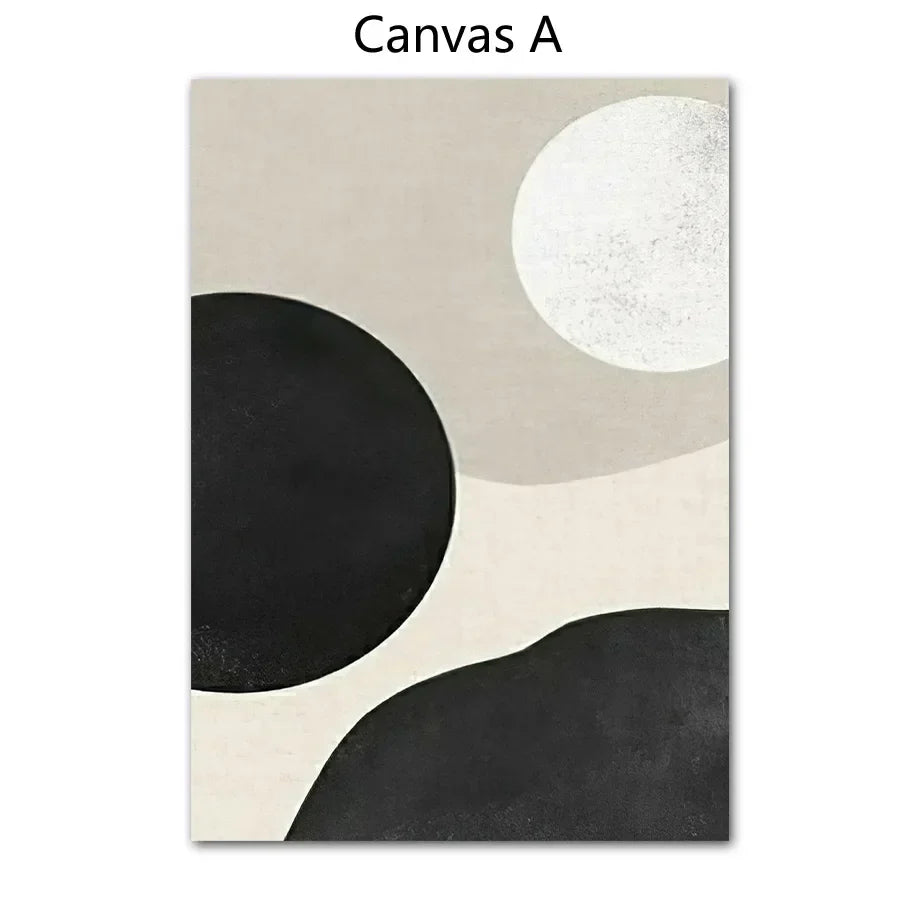 Moderne abstrakte minimalistiske svarte hvite nordiske veggkunst Fine Art lerretsutskrifter bilder for moderne leilighetskunst for tidsmessig interiørdesign | Skanto