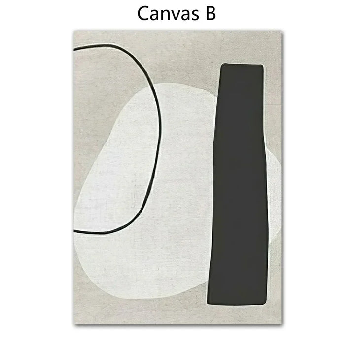 Moderne abstrakte minimalistiske svarte hvite nordiske veggkunst Fine Art lerretsutskrifter bilder for moderne leilighetskunst for tidsmessig interiørdesign | Skanto
