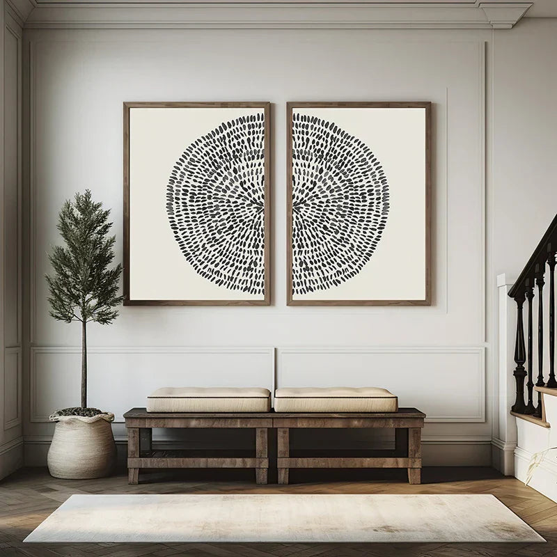 Abstrakte Radiale Punkter Veggkunst Fine Kunst Lerrettrykk Minimalistiske Bilder For Moderne Stue Spisestue Soverom Kunst For Moderne Innredning | Skanto