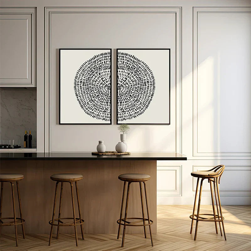 Abstrakte Radiale Punkter Veggkunst Fine Kunst Lerrettrykk Minimalistiske Bilder For Moderne Stue Spisestue Soverom Kunst For Moderne Innredning | Skanto