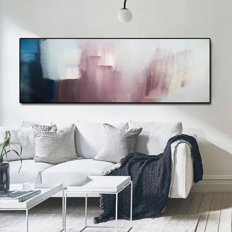 Bredde Format Abstrakte Nyanser Av Blå Mauve Lilla Veggkunst Fine Art Lerretsutskrift Moderne Bilde For Over Sofaen Stort Bilde For Over Sengen | Skanto