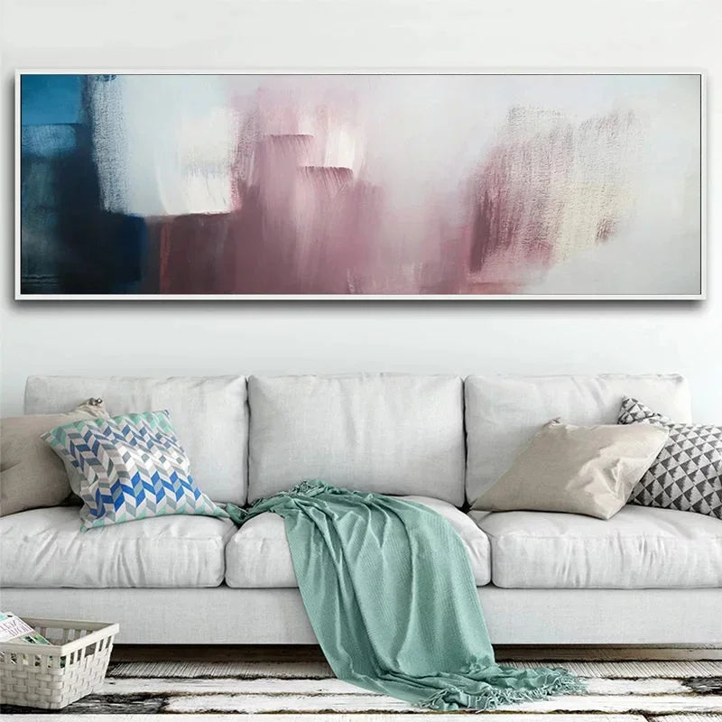 Bredde Format Abstrakte Nyanser Av Blå Mauve Lilla Veggkunst Fine Art Lerretsutskrift Moderne Bilde For Over Sofaen Stort Bilde For Over Sengen | Skanto
