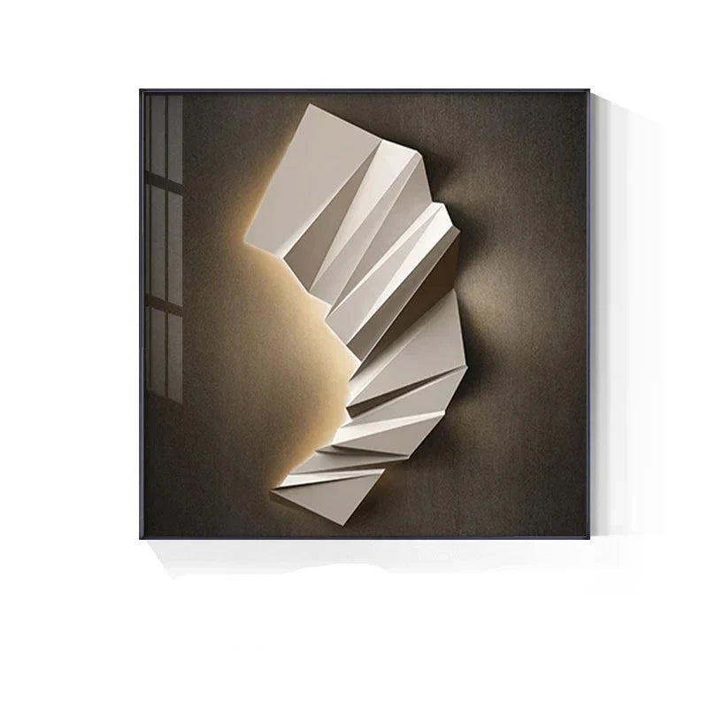 Moderne estetikk 3D LED-effekt abstrakt geometrisk veggkunst fine art lerrettrykk kvadratisk format bilder kunst for moderne interiører | Skanto