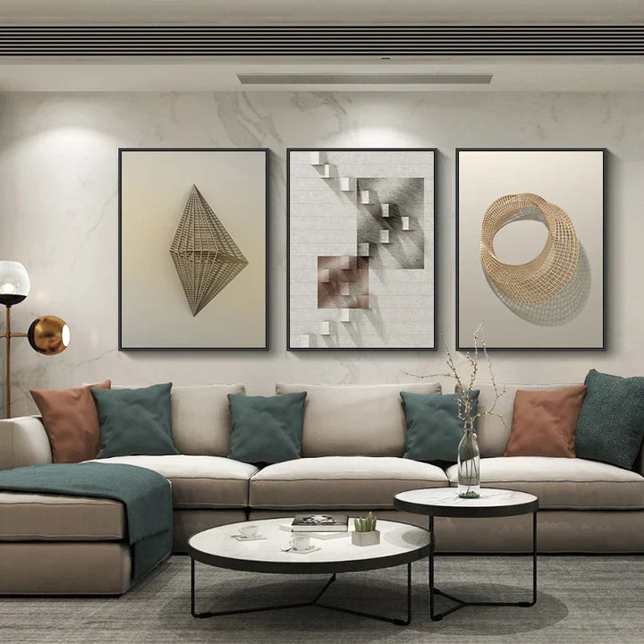 Moderne estetikk Abstrakt Arkitektonisk Geometrisk Veggkunst Fino Kunst Lerretsutskrifter Bilder For Moderne Loft Stue Kontemporære Innendørsdesign-Trender | Skanto