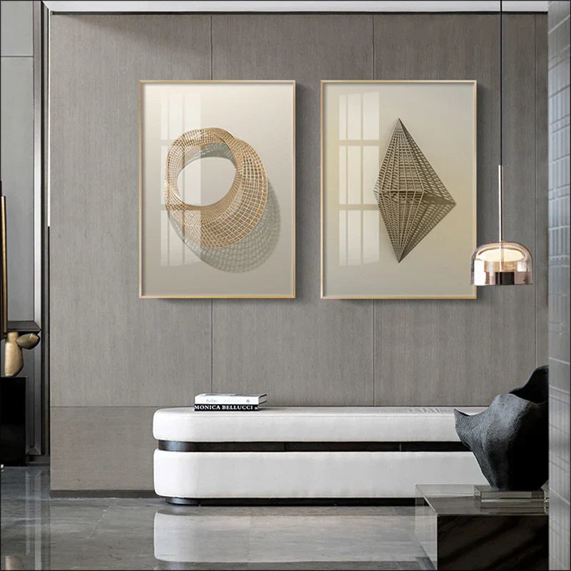 Moderne estetikk Abstrakt Arkitektonisk Geometrisk Veggkunst Fino Kunst Lerretsutskrifter Bilder For Moderne Loft Stue Kontemporære Innendørsdesign-Trender | Skanto