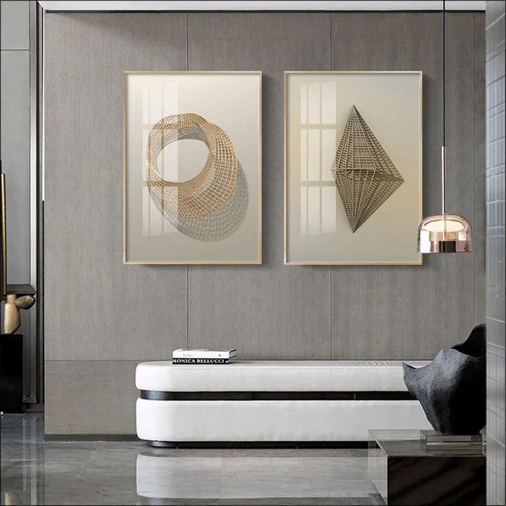 Moderne estetikk Abstrakt Arkitektonisk Geometrisk Veggkunst Fino Kunst Lerretsutskrifter Bilder For Moderne Loft Stue Kontemporære Innendørsdesign-Trender | Skanto