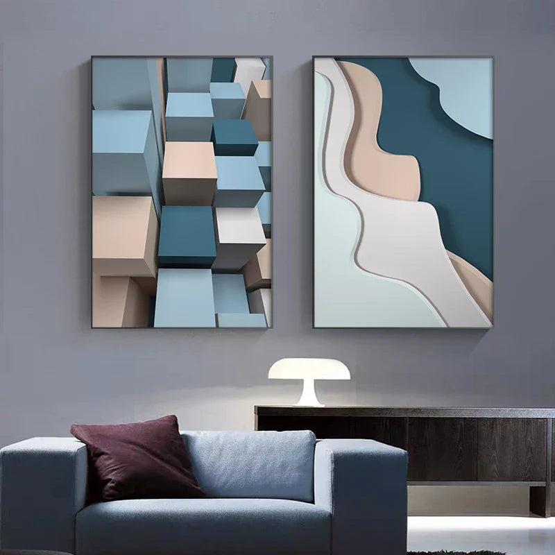 Moderne estetikk Flytende 3D-design Veggkunst Fin kunst Lerretstrykk Fargerike abstrakte bilder for stue Soverom Gang kunst for samtidsinteriører | Skanto