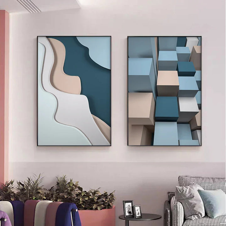 Moderne estetikk Flytende 3D-design Veggkunst Fin kunst Lerretstrykk Fargerike abstrakte bilder for stue Soverom Gang kunst for samtidsinteriører | Skanto