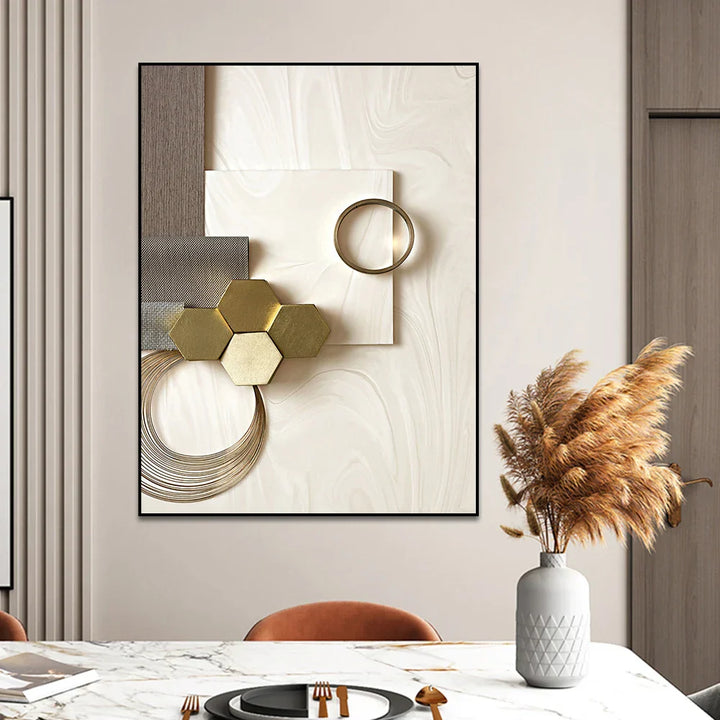 Set av 3PCS Moderne estetikk Gylden bronse Abstrakt veggkunst Fin kunst lerretsutskrifter Bilder for stue Spiserom Boutique hotell kunstdekor | Skanto