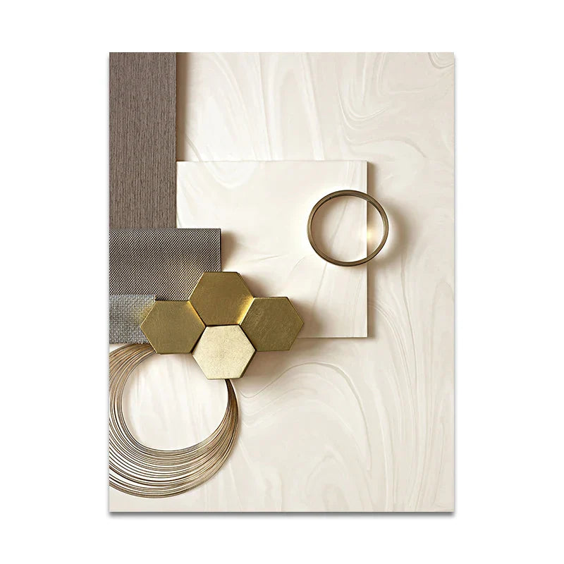Set av 3PCS Moderne estetikk Gylden bronse Abstrakt veggkunst Fin kunst lerretsutskrifter Bilder for stue Spiserom Boutique hotell kunstdekor | Skanto