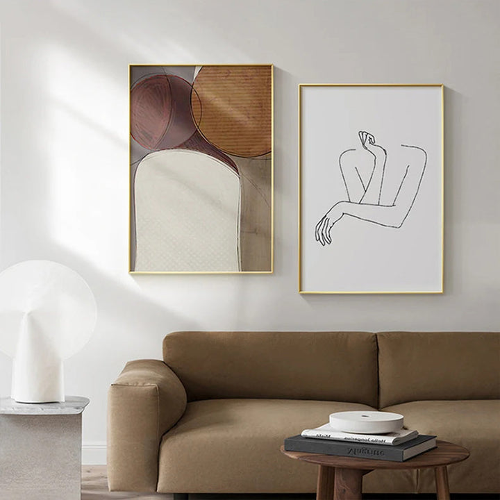 Moderne fargekurver abstrakt geometrisk veggkunst fin kunst linjekunst lerretsutskrifter bilder for stue soverom kunst for moderne interiører | Skanto