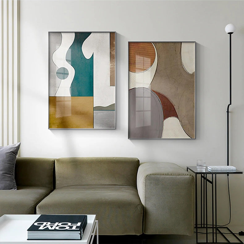 Moderne fargekurver abstrakt geometrisk veggkunst fin kunst linjekunst lerretsutskrifter bilder for stue soverom kunst for moderne interiører | Skanto