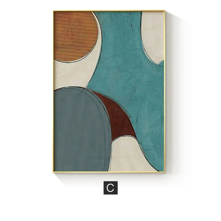 Moderne fargekurver abstrakt geometrisk veggkunst fin kunst linjekunst lerretsutskrifter bilder for stue soverom kunst for moderne interiører | Skanto