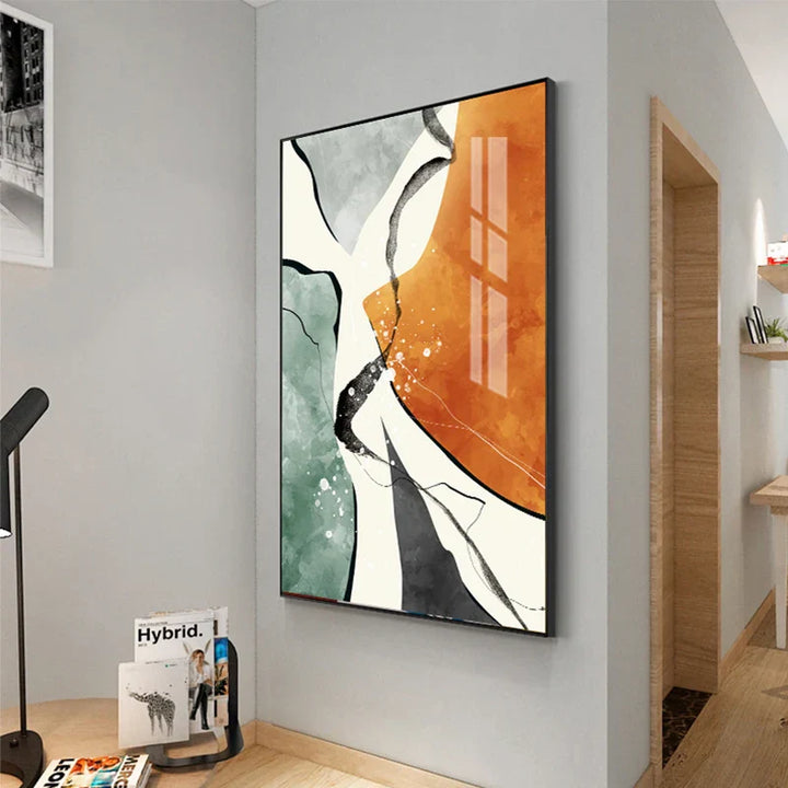 Moderne fargepaletter Nordisk abstrakt veggkunst Fin kunst lerretsutskrifter Grå Orange Grønn Flytende dynamiske bilder for stue Kontor Foyer kunst Dekor | Skanto