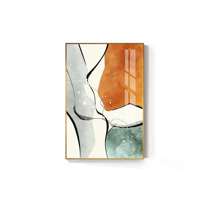 Moderne fargepaletter Nordisk abstrakt veggkunst Fin kunst lerretsutskrifter Grå Orange Grønn Flytende dynamiske bilder for stue Kontor Foyer kunst Dekor | Skanto