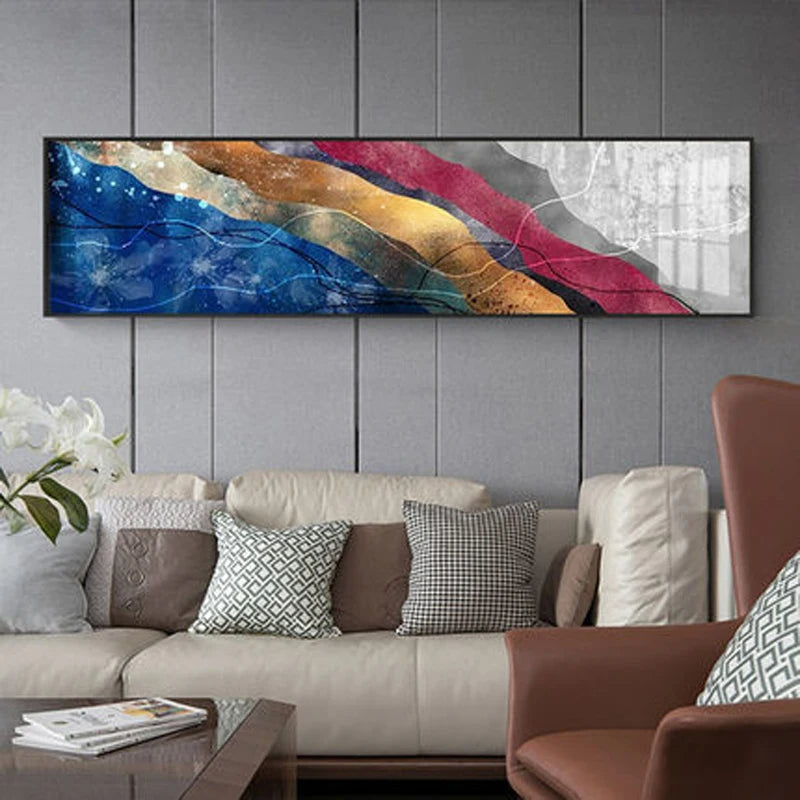 Moderne farger Mørk Abstrakt Veggkunst Fin Kunst Lærredstrykk Bredformat Bilder For Over Sofa Bilder For Over Sengen | Skanto