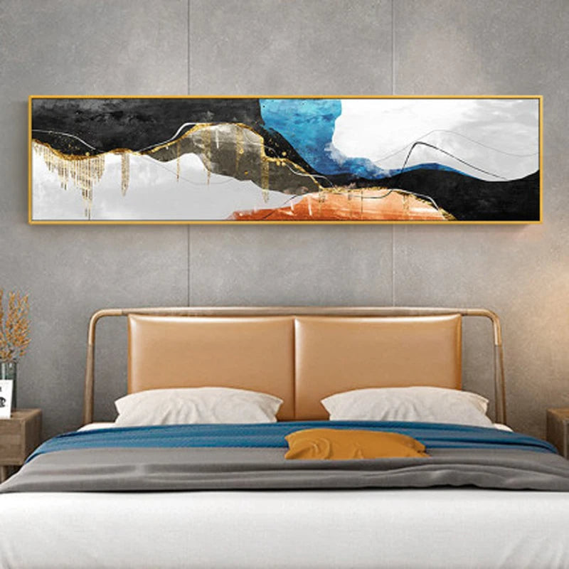 Moderne farger Mørk Abstrakt Veggkunst Fin Kunst Lærredstrykk Bredformat Bilder For Over Sofa Bilder For Over Sengen | Skanto