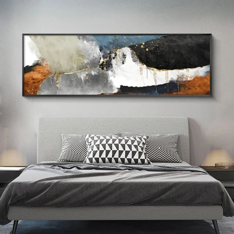 Moderne farger Mørk Abstrakt Veggkunst Fin Kunst Lærredstrykk Bredformat Bilder For Over Sofa Bilder For Over Sengen | Skanto