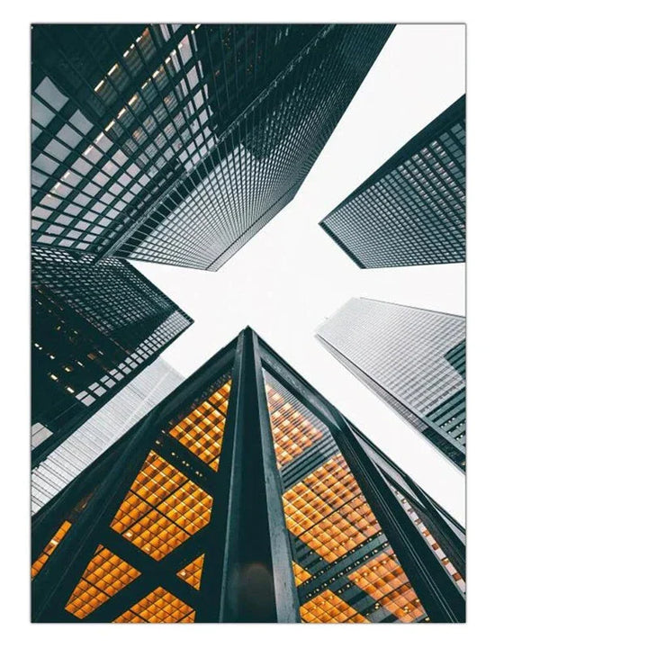 Moderne geometrisk arkitektonisk veggkunst Fine Art lerrettrykk svarte grå oransje abstrakte bilder for stue studio hjemmekontor kunstdekorasjon | Skanto