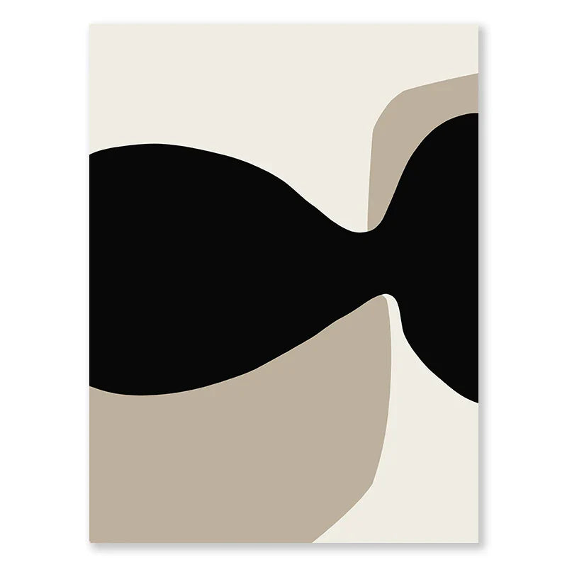 Moderne Svart Beige Formfull Abstrakt Veggkunst Fine Art Lerretsutskrifter Bilder For Stue Soverom Kunst For Moderne Interiører | Skanto