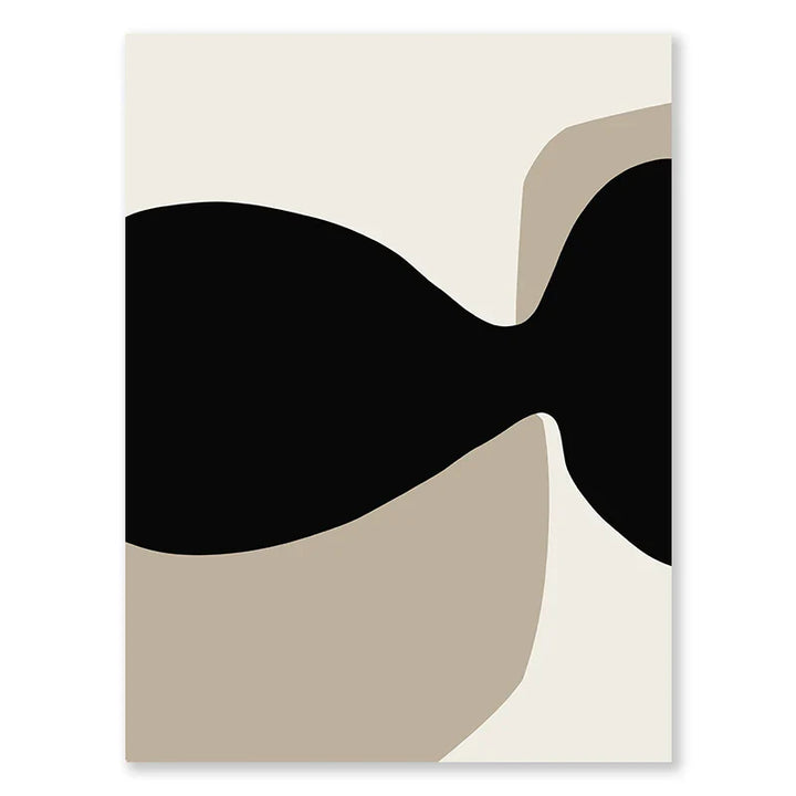 Moderne svarte beige formfulle abstrakte veggkunst fine kunst lerretsutskrifter bilder for stue soverom kunst for moderne interiører | Skanto