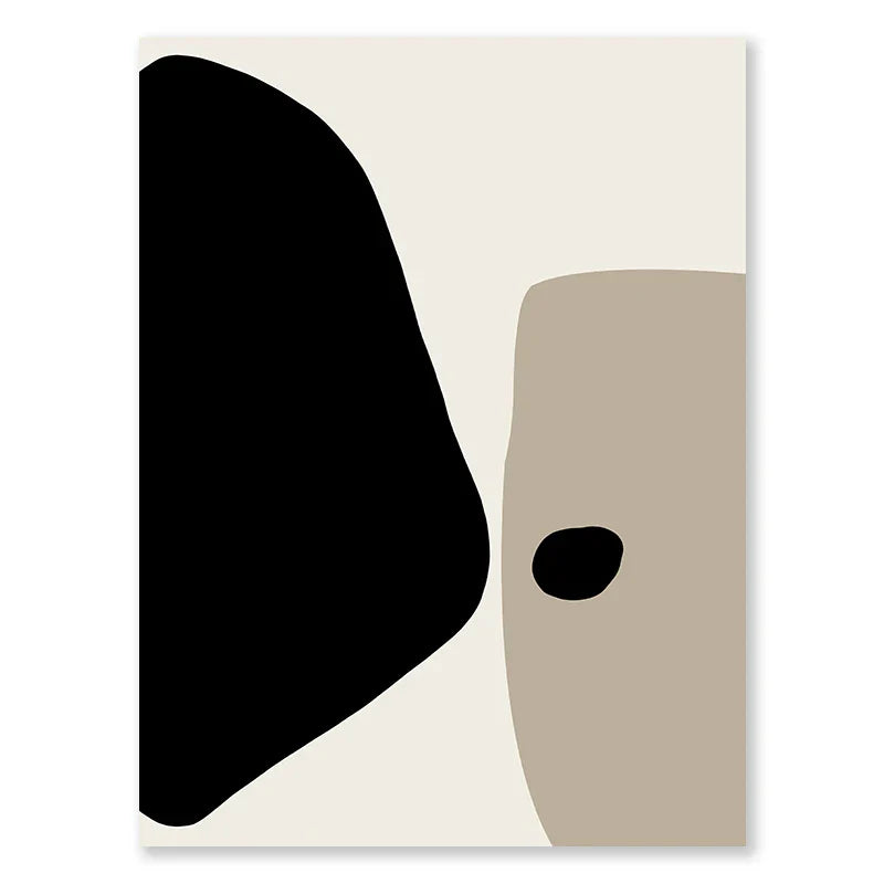 Moderne svarte beige formfulle abstrakte veggkunst fine kunst lerretsutskrifter bilder for stue soverom kunst for moderne interiører | Skanto