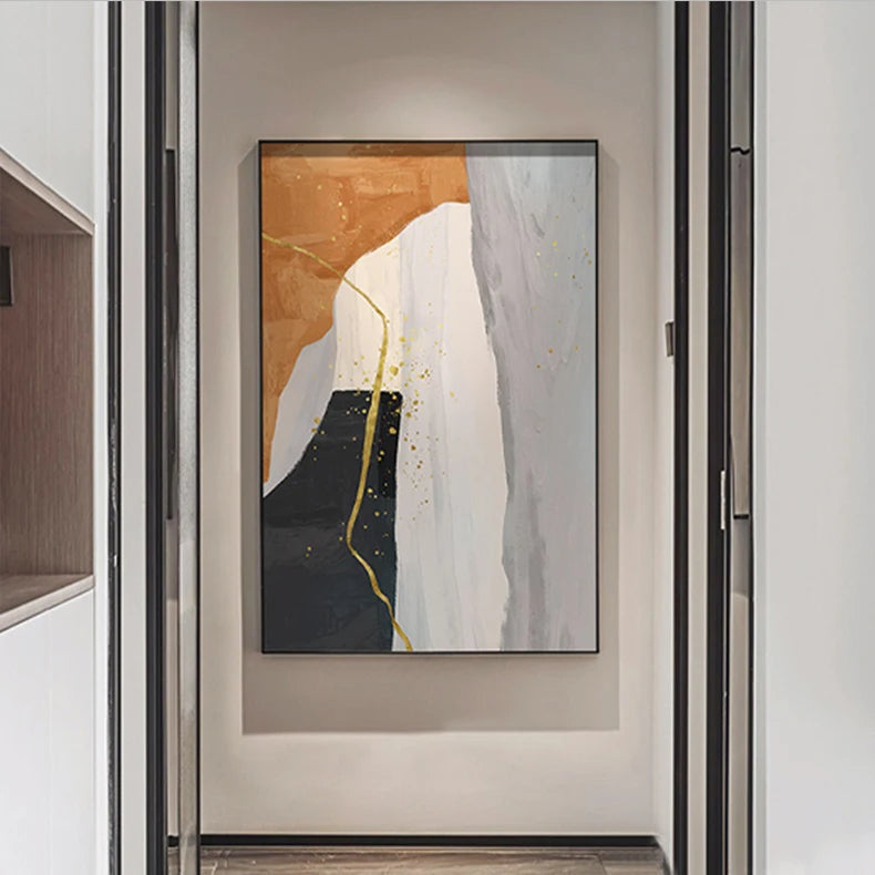 Moderne nordiske geomorfiske abstrakte veggkunst fine kunst lerret utskrifter nøytrale toner bilder for oppholdsrom kunst for samtidsinteriører | Skanto