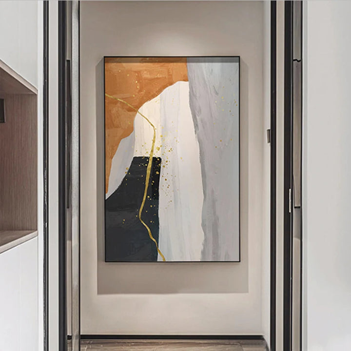 Moderne nordiske geomorfiske abstrakte veggkunst fine kunst lerret utskrifter nøytrale toner bilder for oppholdsrom kunst for samtidsinteriører | Skanto