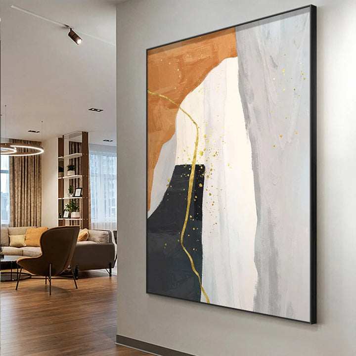 Moderne nordiske geomorfiske abstrakte veggkunst fine kunst lerret utskrifter nøytrale toner bilder for oppholdsrom kunst for samtidsinteriører | Skanto