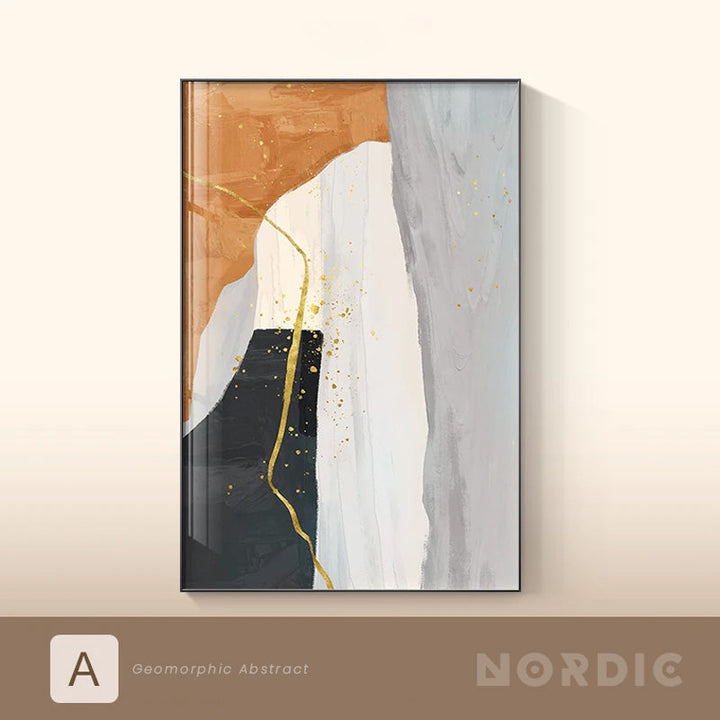 Moderne nordiske geomorfiske abstrakte veggkunst fine kunst lerret utskrifter nøytrale toner bilder for oppholdsrom kunst for samtidsinteriører | Skanto