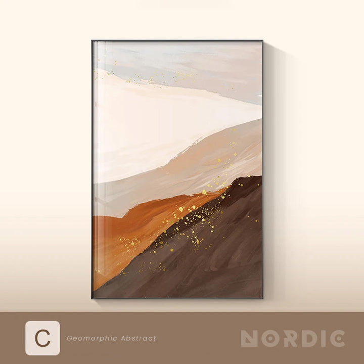 Moderne nordiske geomorfiske abstrakte veggkunst fine kunst lerret utskrifter nøytrale toner bilder for oppholdsrom kunst for samtidsinteriører | Skanto