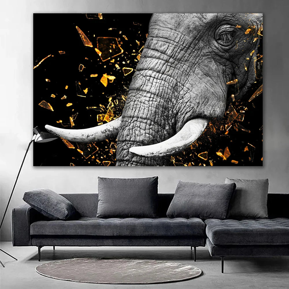 Moderne ville dyreplakater veggkunst fine kunst lerretsutskrifter løve elefant leopard zebra bilder for stue kontorinnredning | Skanto