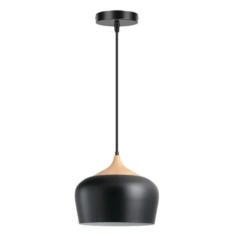 Moderne skandinavisk hengelampe – Tre- og metallpendellampe for soverom | Skanto
