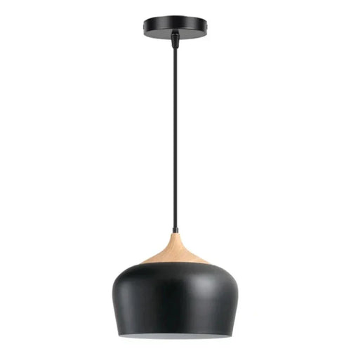 Moderne skandinavisk hengelampe – Tre- og metallpendellampe for soverom | Skanto
