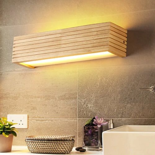 Skanto | Moderne LED vegglampe i tre for bad og gang | Minimalistisk innendørs belysning med varmt hvitt