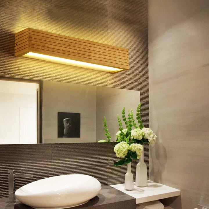 Skanto | Moderne LED vegglampe i tre for bad og gang | Minimalistisk innendørs belysning med varmt hvitt