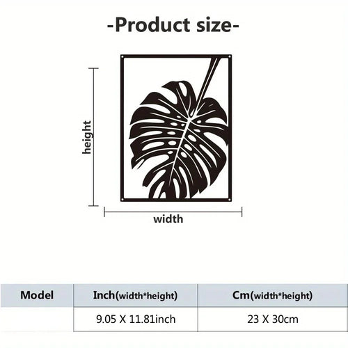 Monstera blad silhuett svart metall veggkunst 3D skulptur jernhåndverk veggdekorasjon for stue spisestue kreativ boligdisk | Skanto