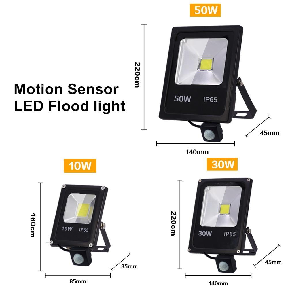 Skanto | Bevegelsessensor LED Flomlys 10W 30W 50W 220V Flomlys søkelys IP65 Reflektor Utendørs belysning LED utvendig SpotLight