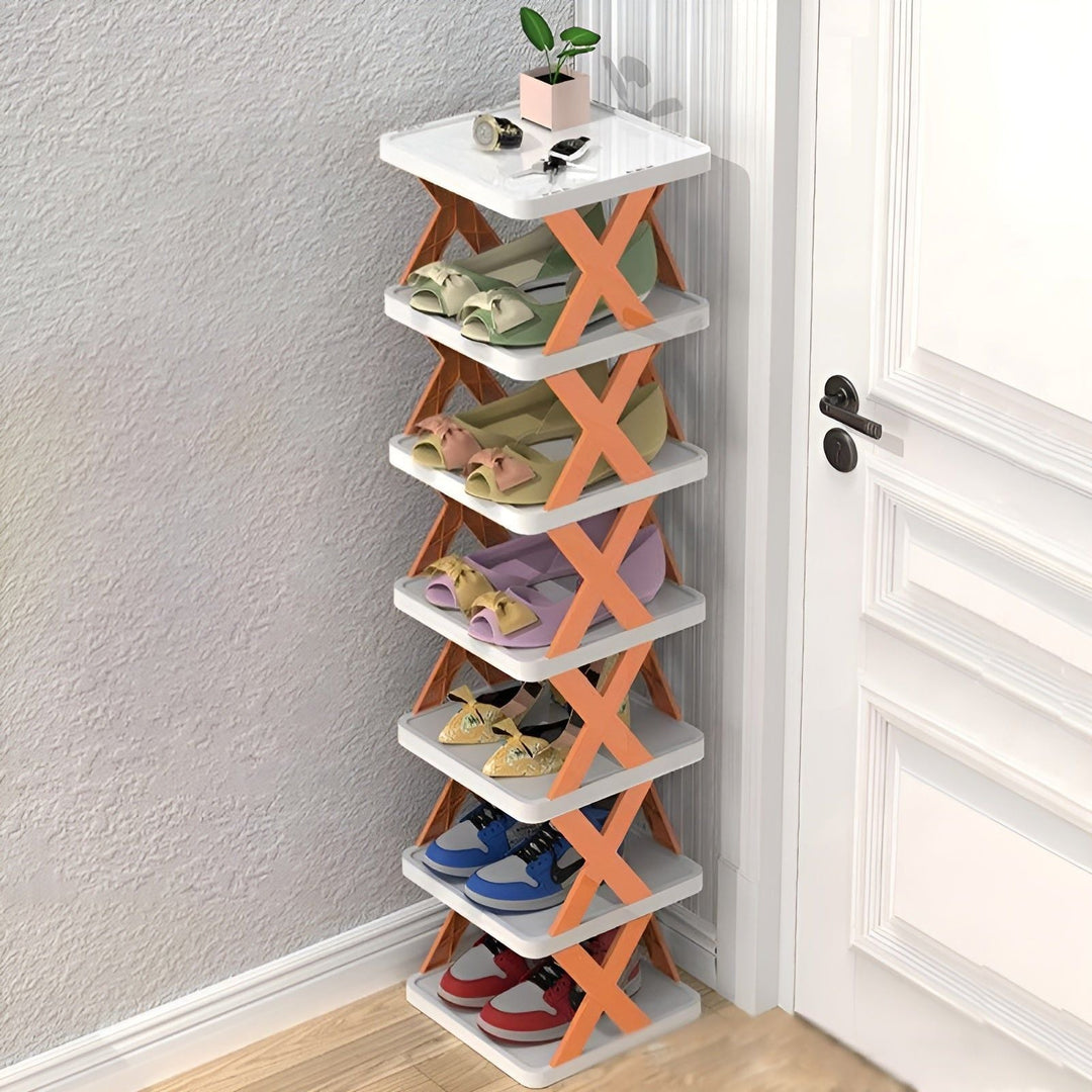FlexiStack Skohylle – Sammenleggbar Multi-Sko Organizer for Små Plasser | Skanto