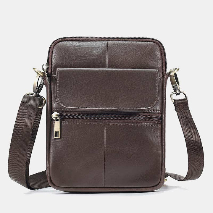 Skanto | Herre Liten Ekte Skinn Skulderveske – Kompakt Crossbody med Justerbar Stropp