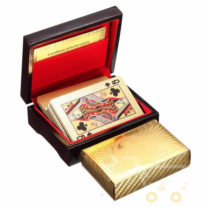 24K forgylt spillekort med tre - Style Box