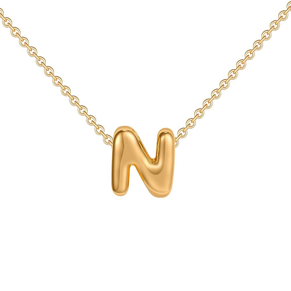 Skanto | Dainty Bubble Letter Initial Necklace